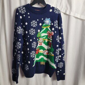 You Look Ugly Today Sweater Christmas XL appliques Snowflakes Tree Candy Cane